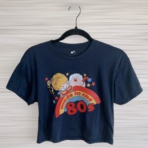 Navy Blue 80s Graphic Crop Top
